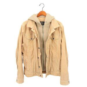 Nautica 2-in-1 Tan Corduroy Hoodie Trucker Jacket Men's L